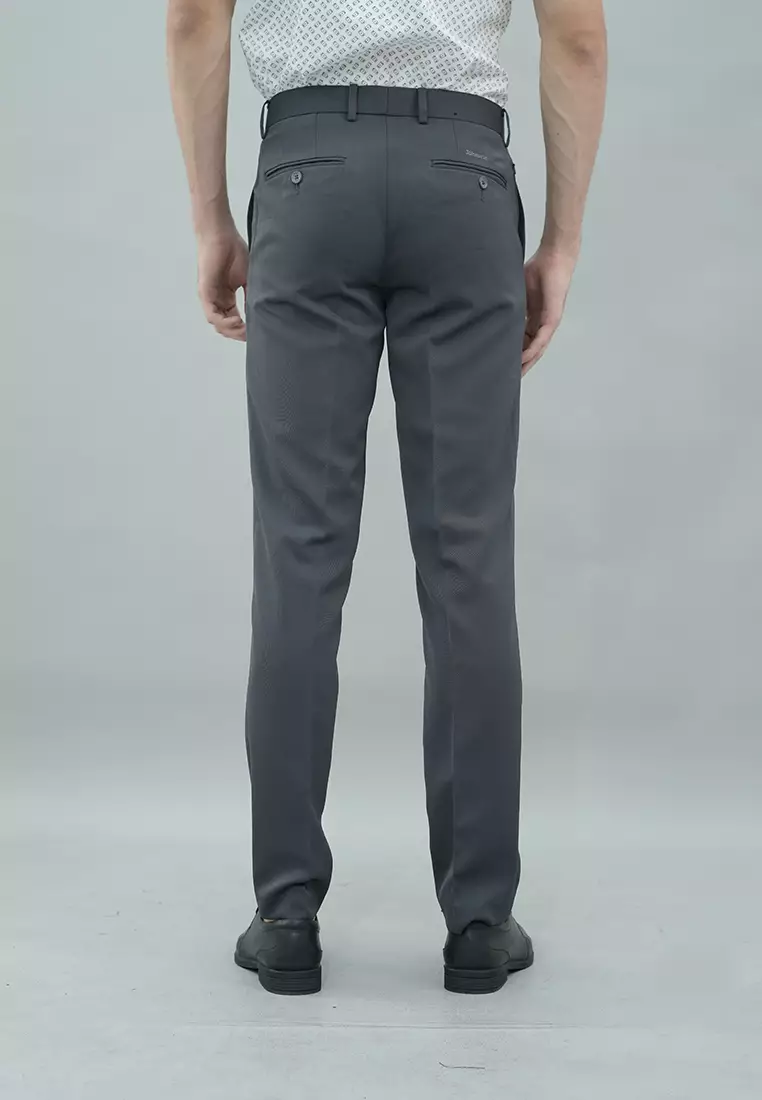 Johnwin - Celana Formal Pria - Harington Pants - abu - Polyester - Slim Fit - F.1010.010.103.C