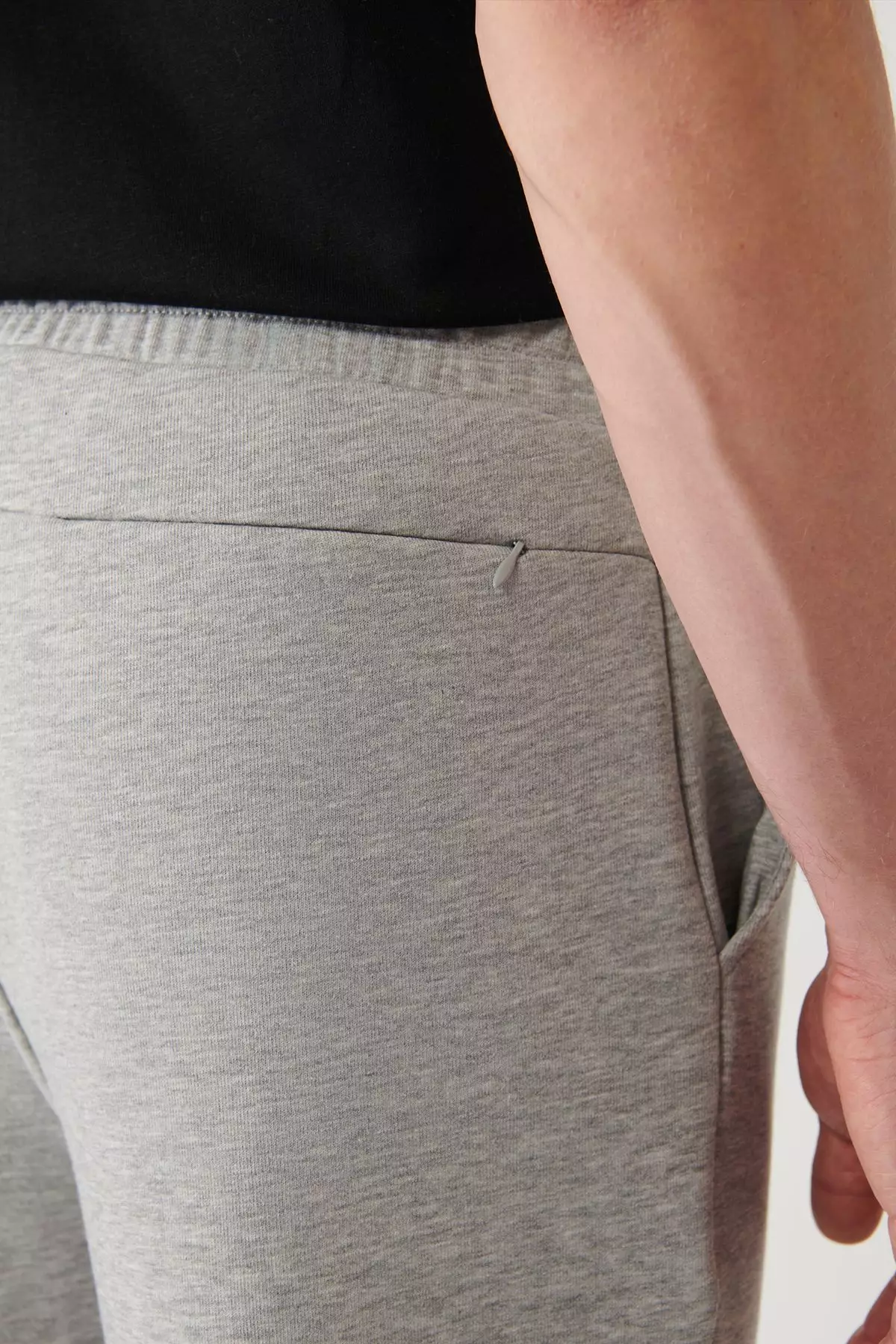 Men's Gray Lace-Up 3-Thread Raised Printed Sweatpants A32Y3411