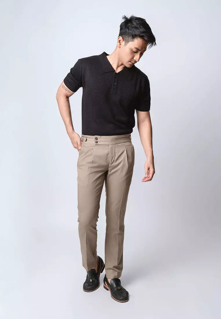 Polo Shirts Textured Knitted Black