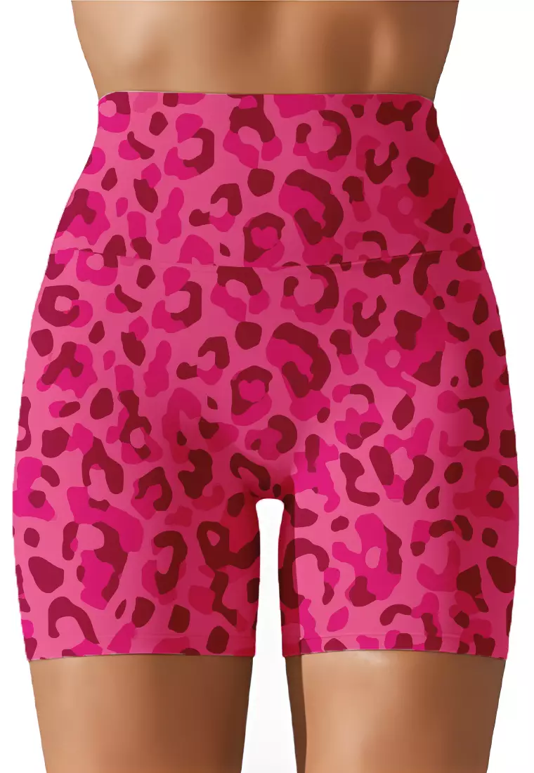 LB112 Celana Legging Td Bolt 5inch Gym Yoga Crossfit pink leopard