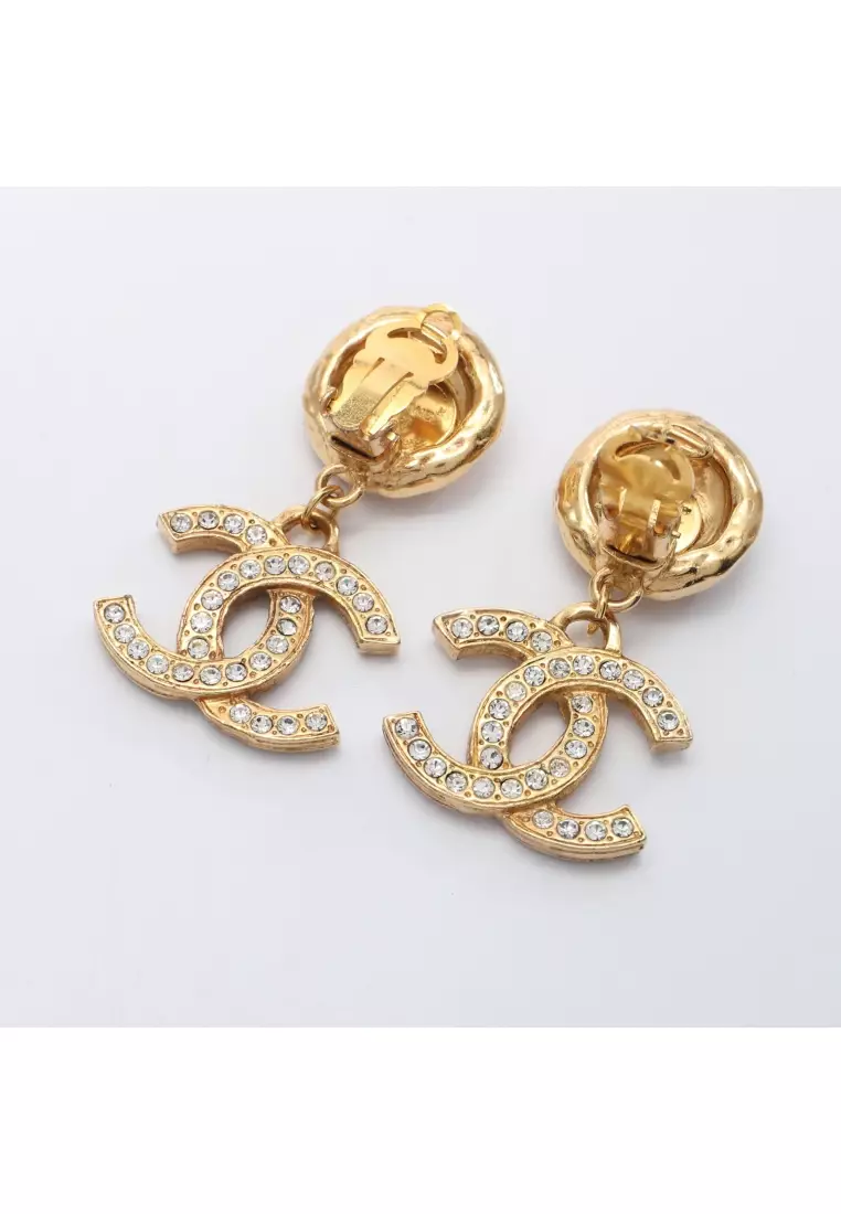 Buy Chanel Pre loved Chanel coco mark swing earrings GP Rhinestone