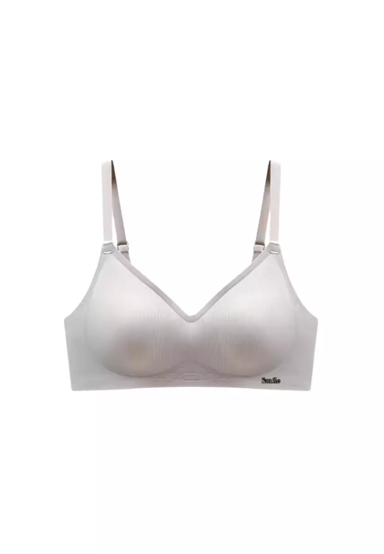 Premium Melanie Seamless Wireless Padded Support Bra in Light Grey