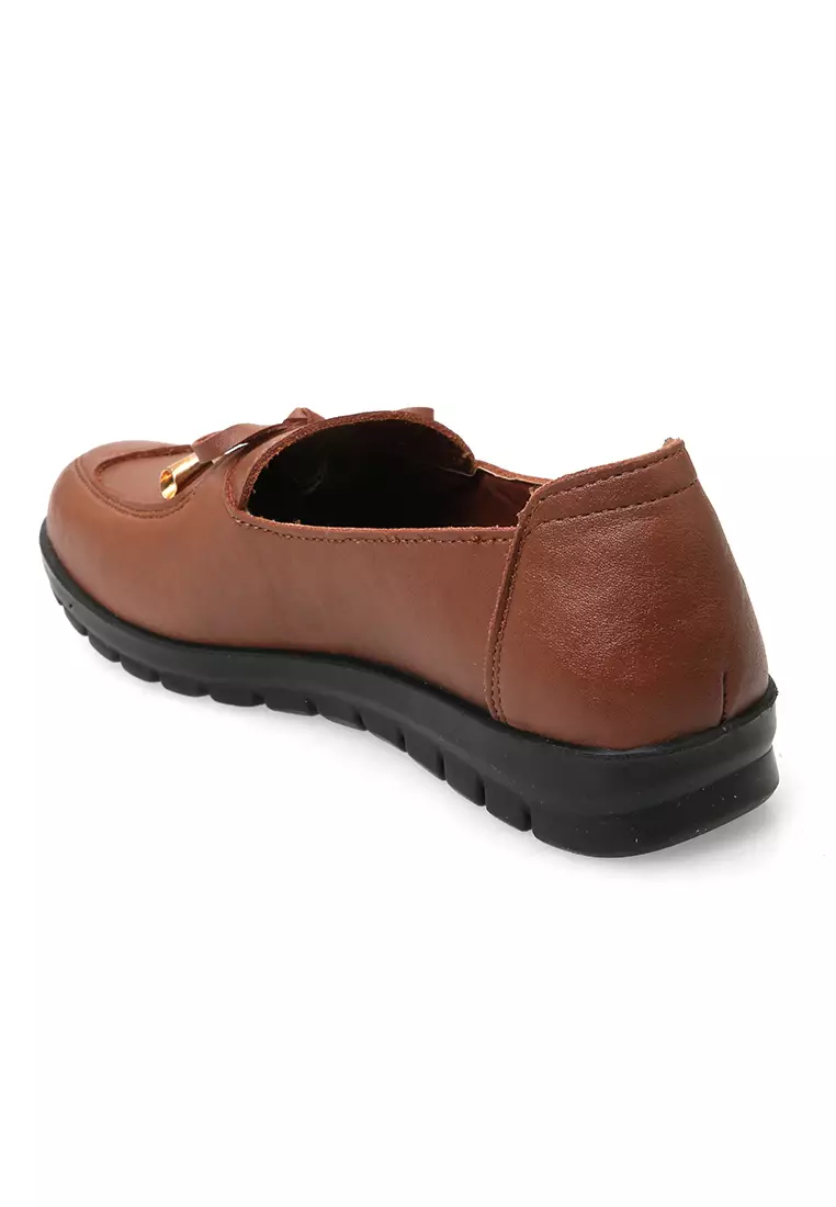 Flat Loafers Sepatu Kerja Wanita Casual Fashion High Quality - Brown