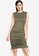 Public Desire green Round Neck Ruched Dress 4E63AAA30D0C2DGS_1