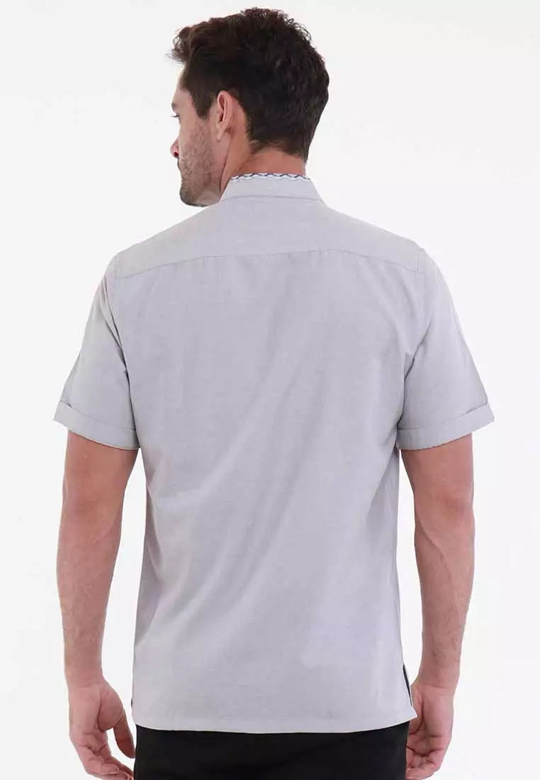 MAGINOT ZAFER GREY Koko Slim Fit Lengan Pendek