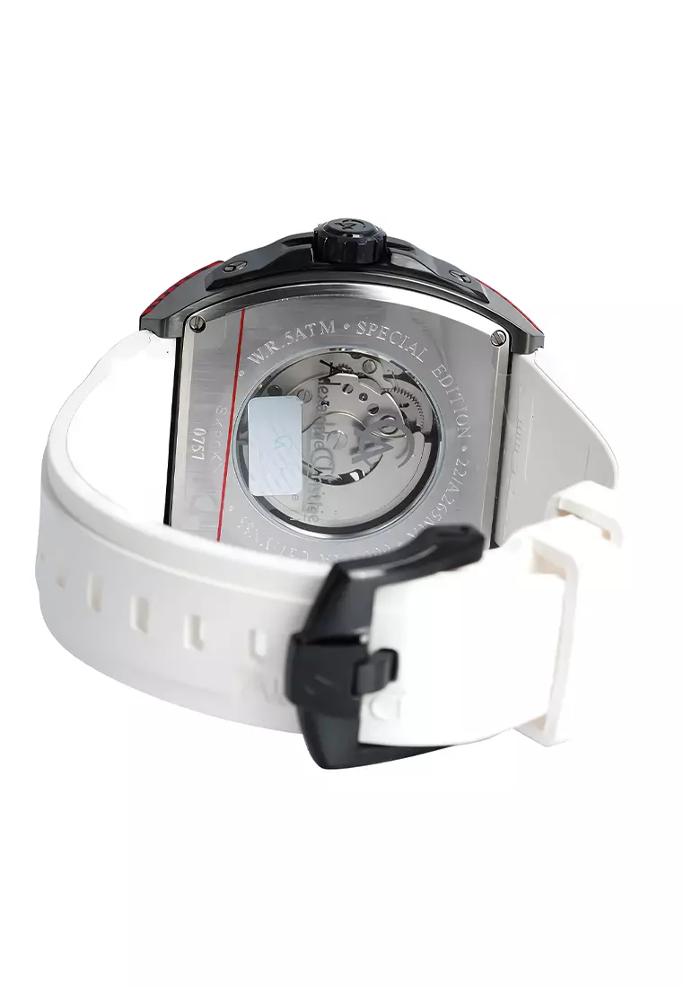 Jam Tangan Pria Alexandre Christie Automatic 6608 MAREPBARESL - Carbon Fiber - FKM Strap