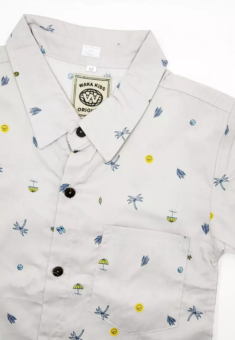 Wakakids Kemeja Anak Laki Laki Usia 6 Tahun Hingga 9 Tahun Atasan Baju Kerah Collar Shirt Pattern Summer 4327 Vensk