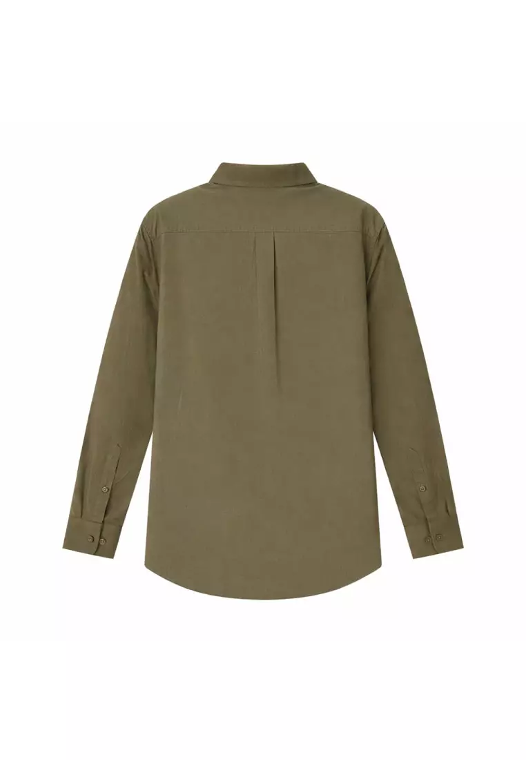 Men's Oxford Long Sleeve Slim Embroidery Shirt 01045083