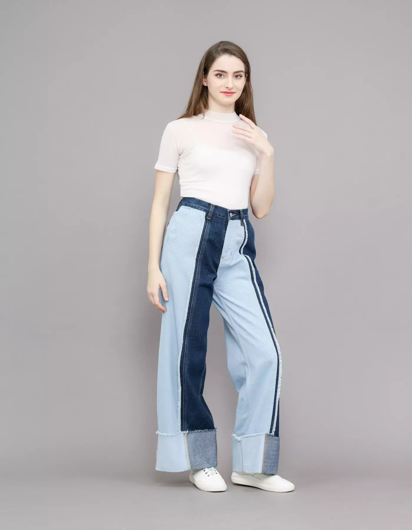 Jual irojeans Ladies Jeans Pant High Waist Loose Fit 2 Tones Original