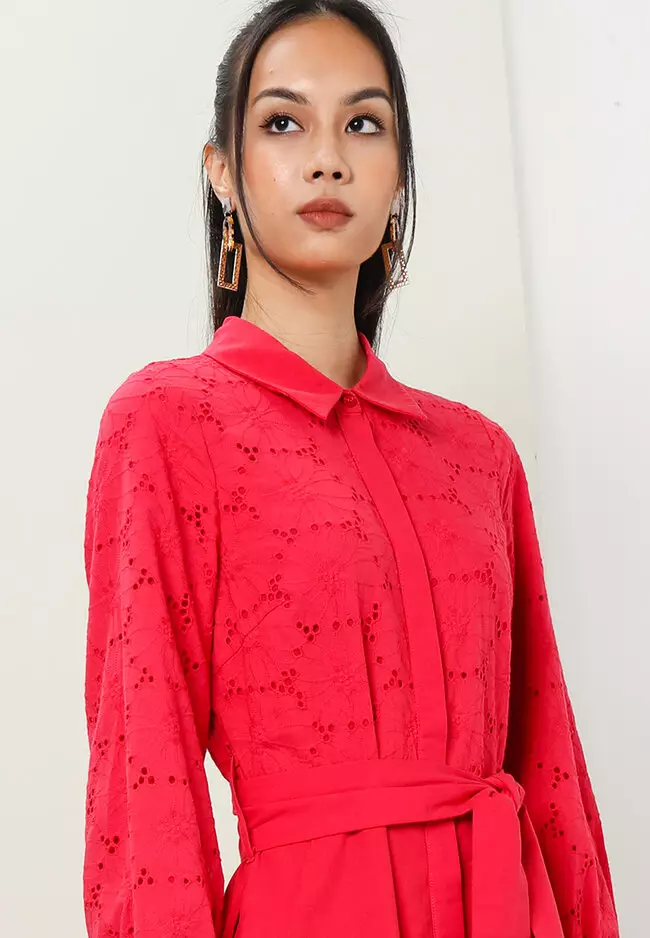 Buy Zalia Cotton Embroidered Lace Shirt Dress 2024 Online ZALORA