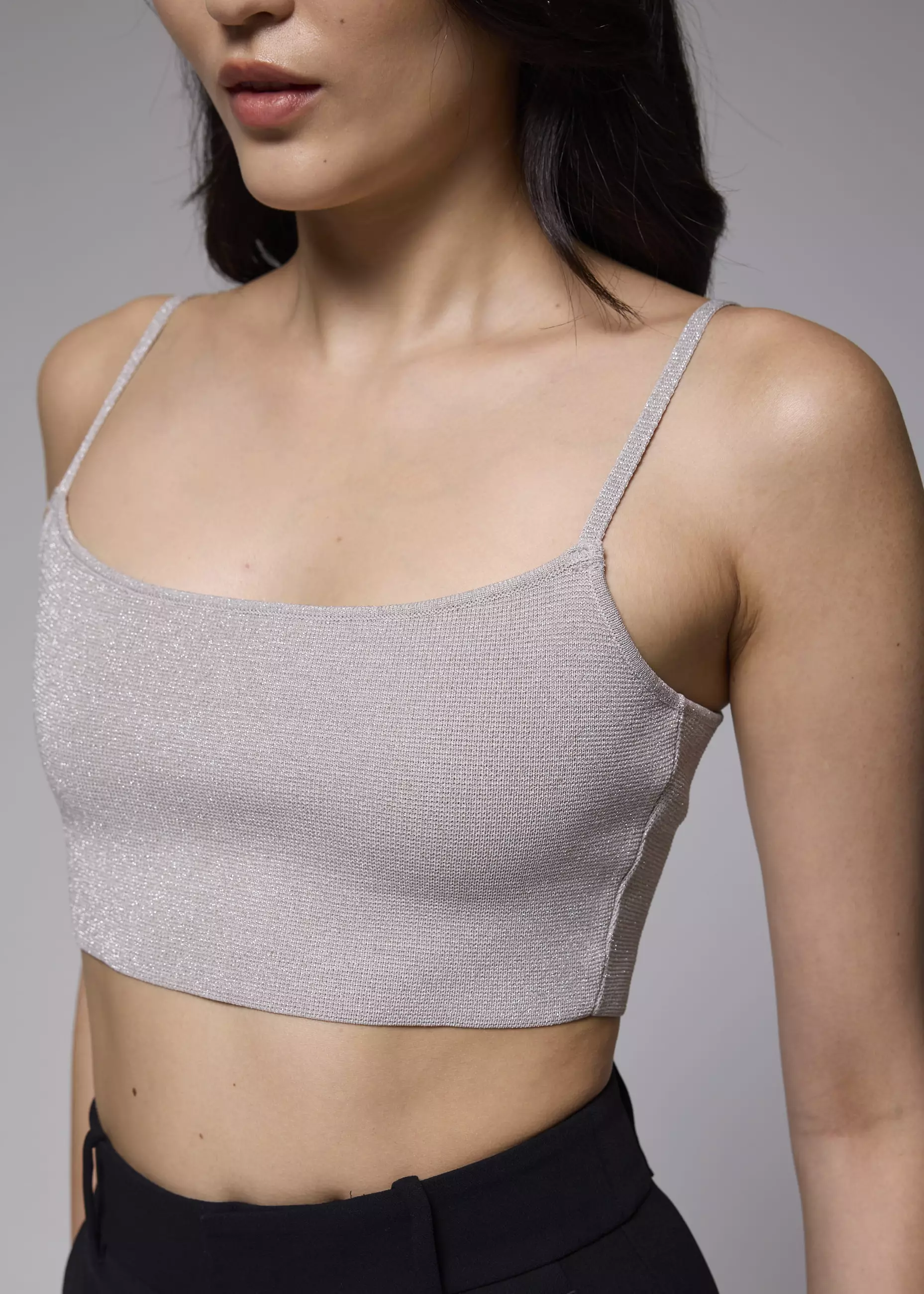 Atasan Wanita - Fitted Crop Knit Camisole Top