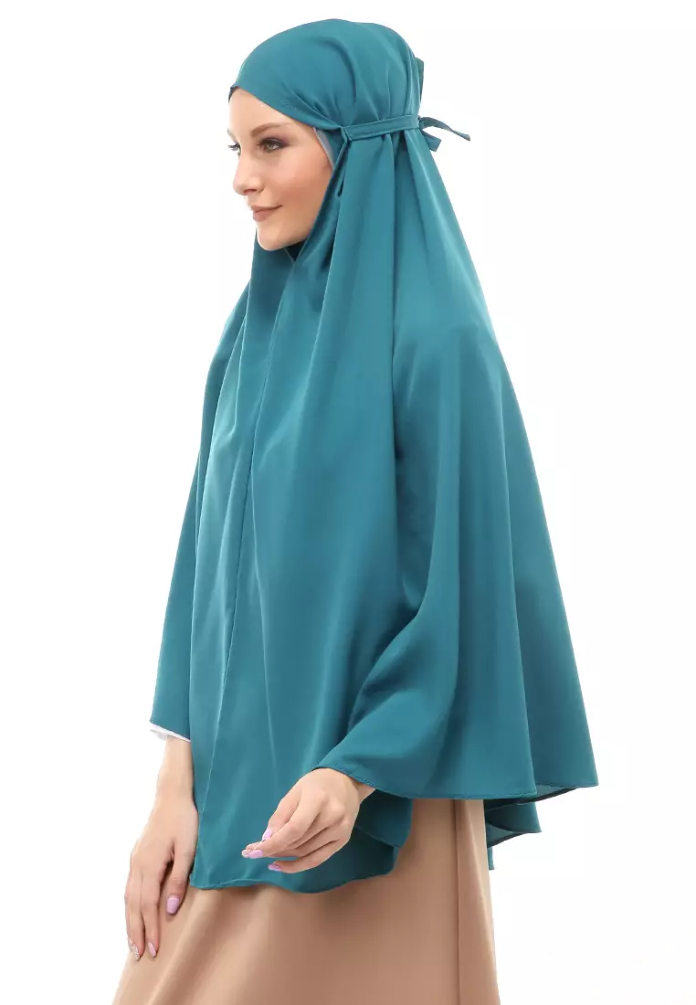 Nindy Jilbab Khimar Bergo Jumbo Motif Polos Relaxed Fit - Tosca