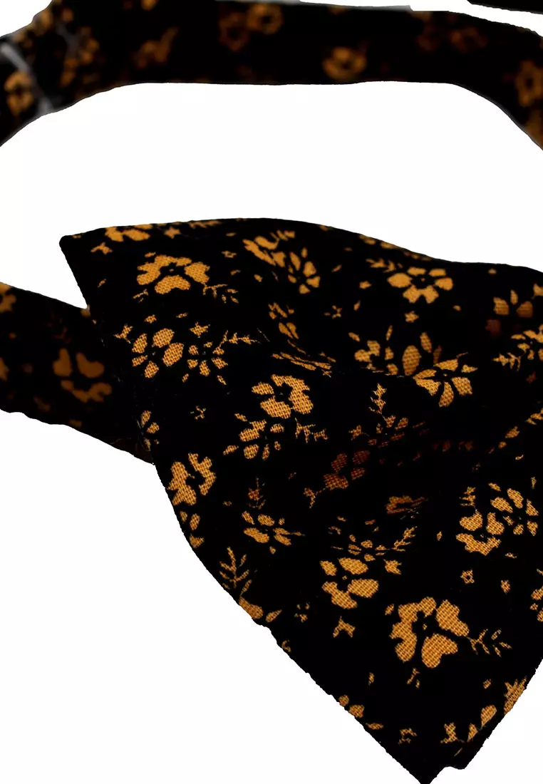 Dasi Kupu Bowtie Hitam Bunga A22