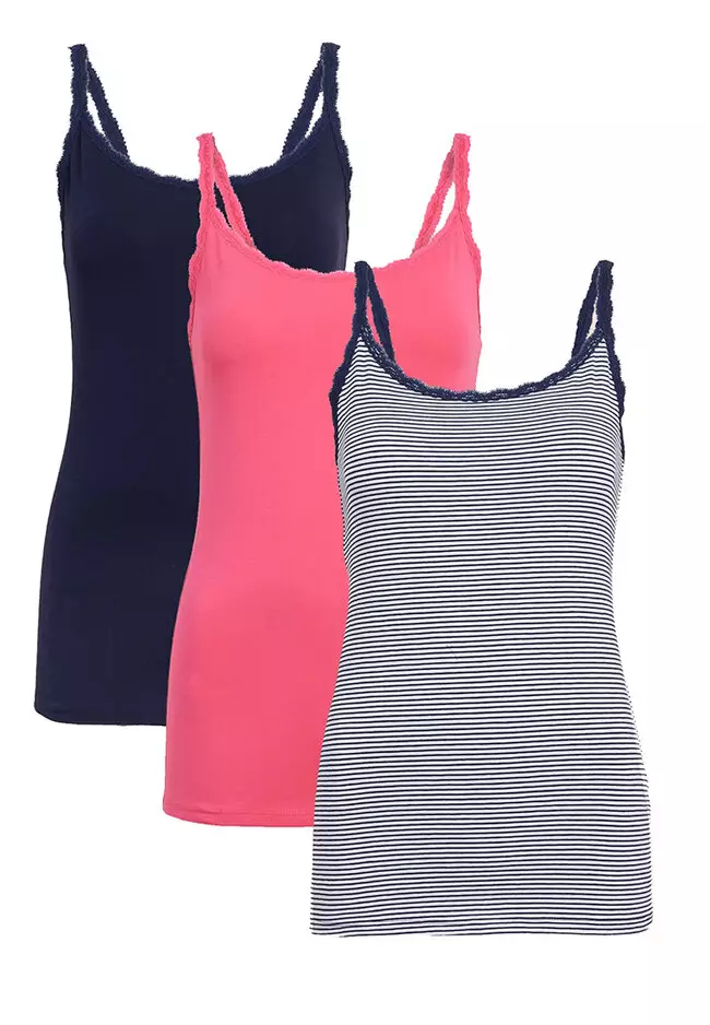 Jual Marks & Spencer 3pk Cotton Rich Lace Trim Vests Original 2024 ZALORA Indonesia