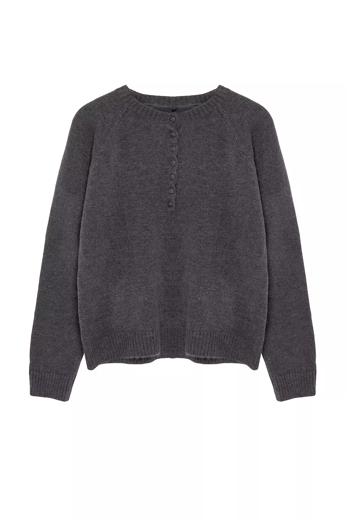 Anthracite Soft Texture Button Detailed Knitwear Sweater