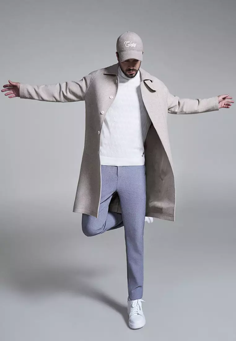Men's Gray 360 Degree Flexible Side Waist Elastic Suit Trousers A32Y3223