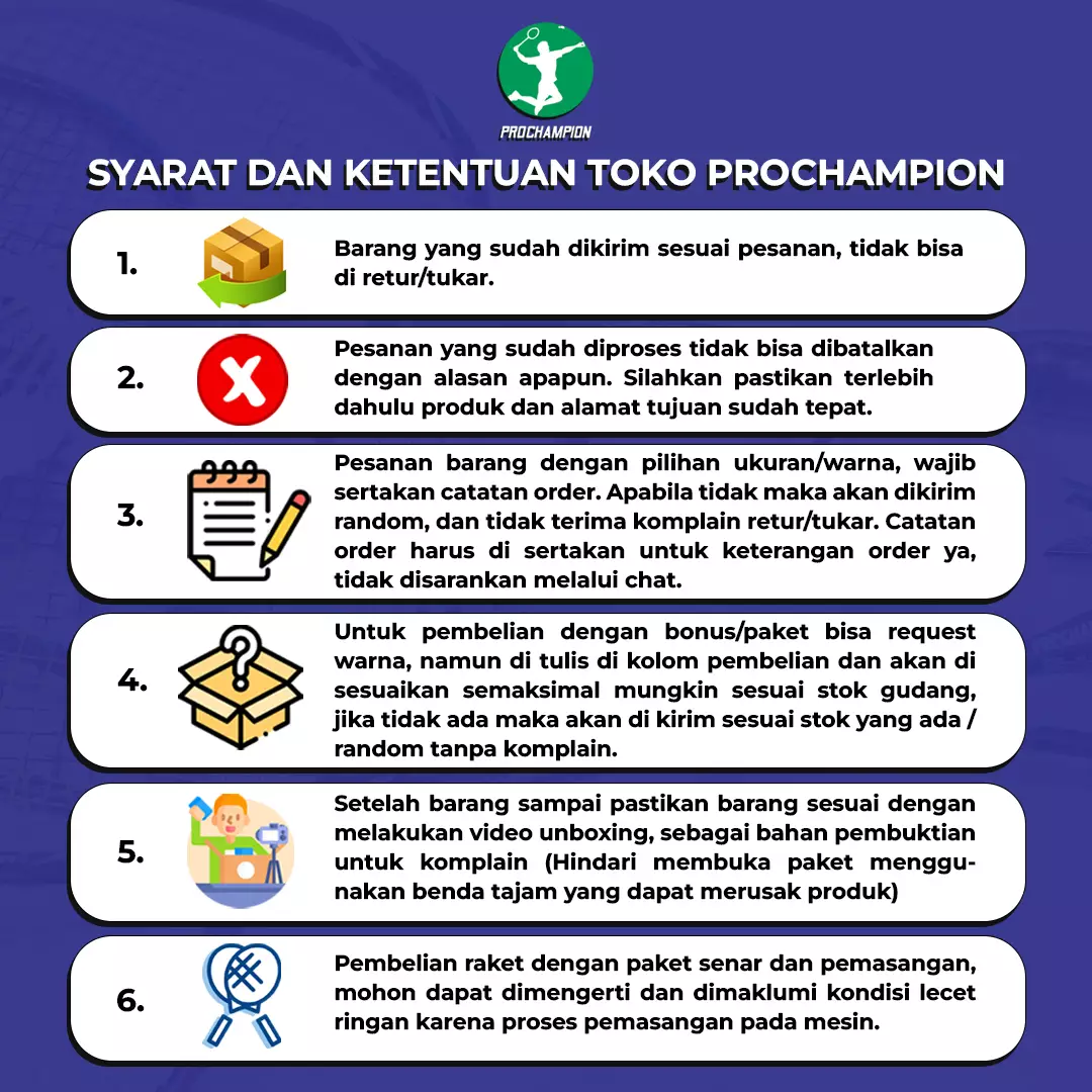 Jersey Celana Badminton Pants PROCHAMPS Motif No 12