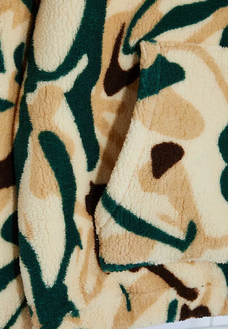 Printed Sherpa Hoodie