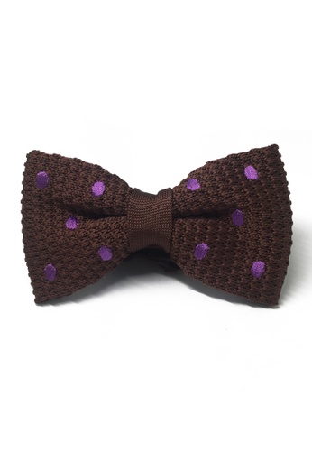 Splice Cufflinks brown Webbed Series Purple Polka Dots Brown Knitted Bow Tie SP744AC87UBKSG_1