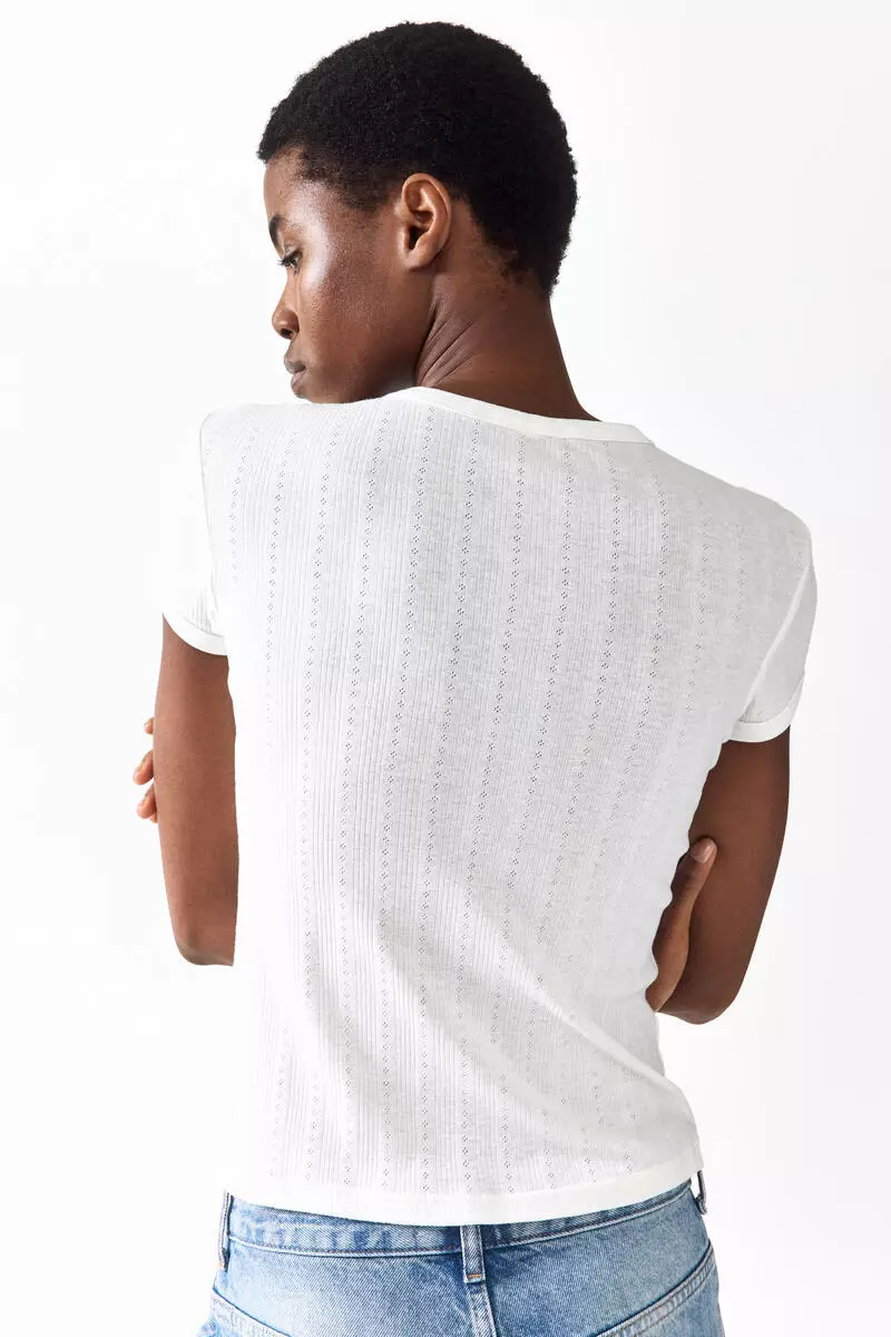 Pointelle-knit T-shirt
