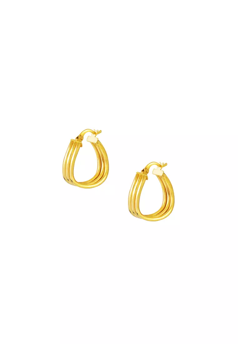 TOMEI Lusso Italia Stripe Loop Earrings, Yellow Gold 916