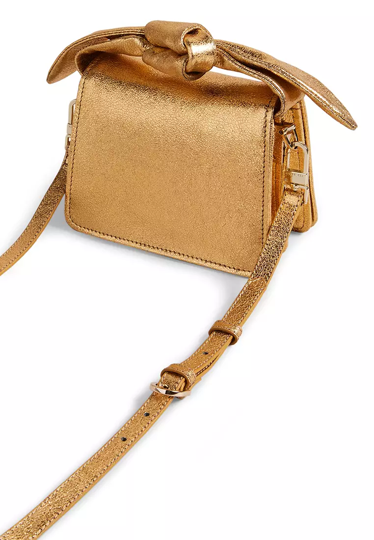 Ted Baker Gold Niasini Bow Detail Metallic Xbody Bag