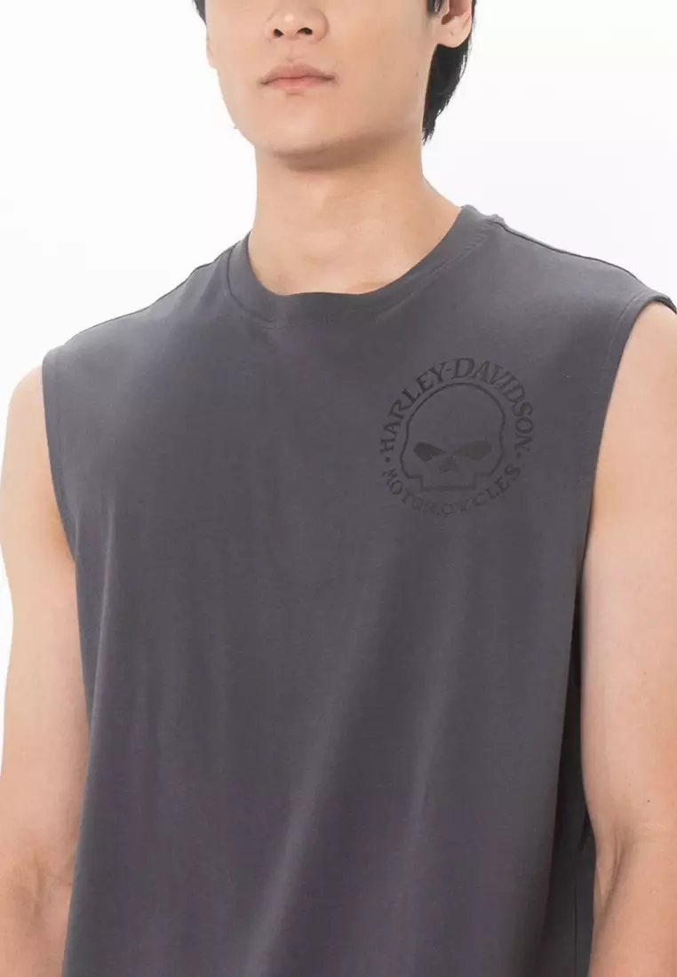 Harley-Davidson Men's Willie G Skull Logo Pullover Fleece Hoodie - Black, 50/50 Cotton-Poly Blend - View #2