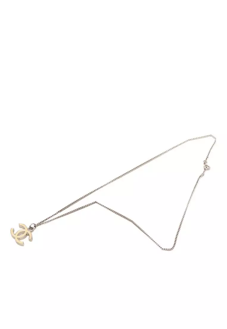 Pre-Loved Chanel Cc Brass Enamel Pendant Necklace