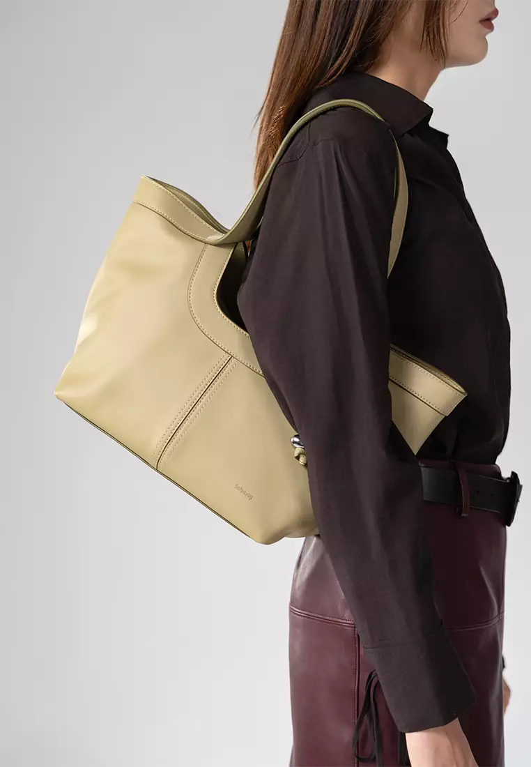 Scoop Top Basket Tote Bag - Light Toffee