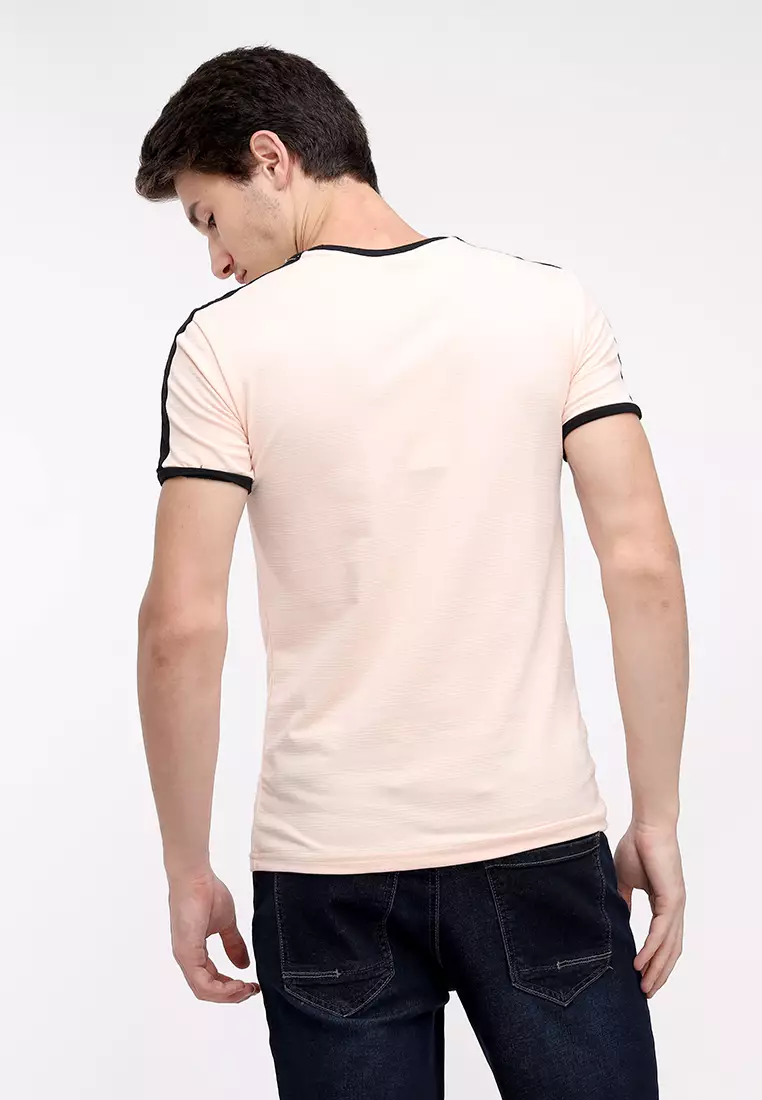 Round Neck Streaky Short Sleeves