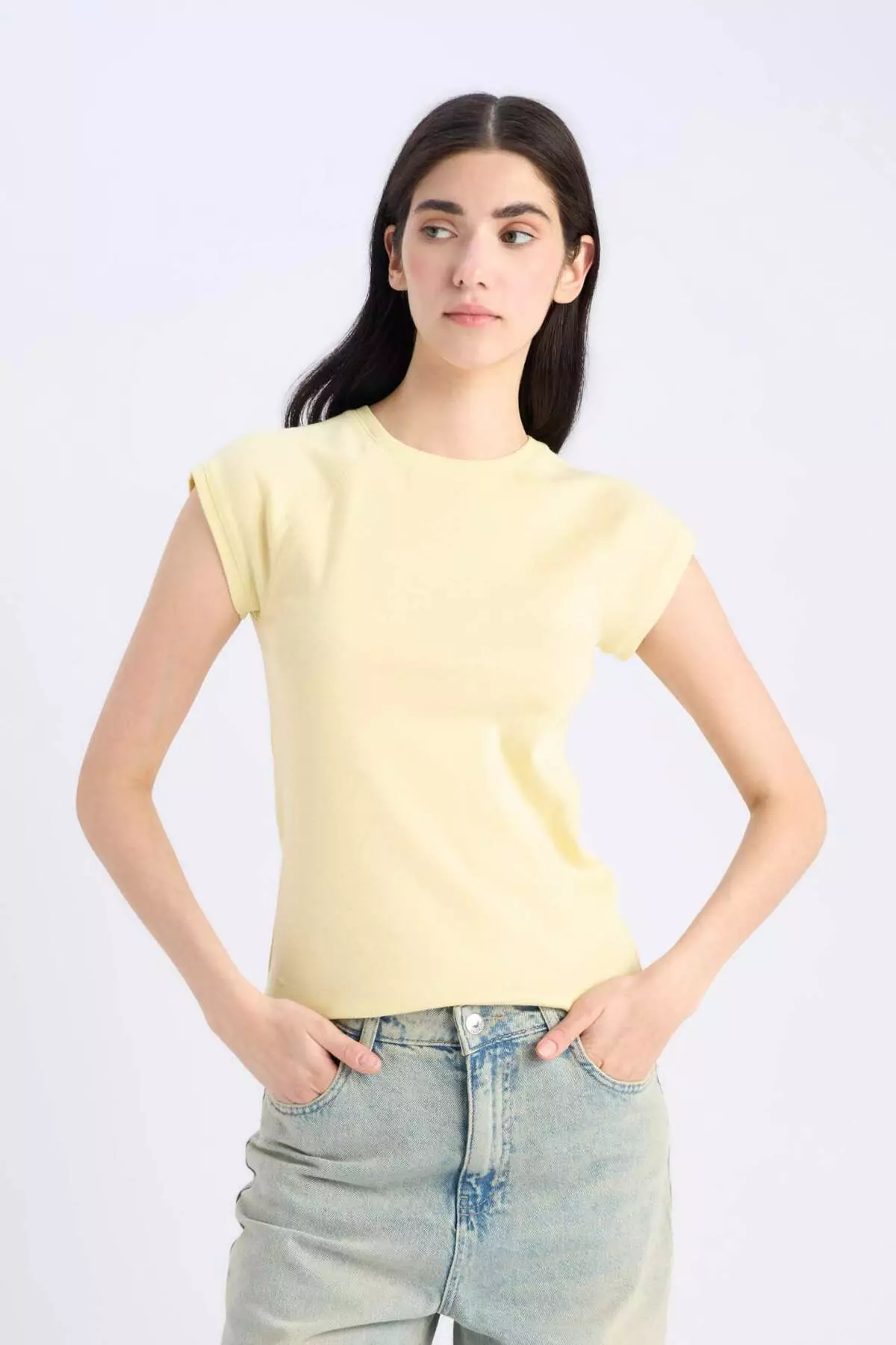 Slim Fit Crew Neck - Plain Rib Short Sleeve T-Shirt C7334Ax25Sp