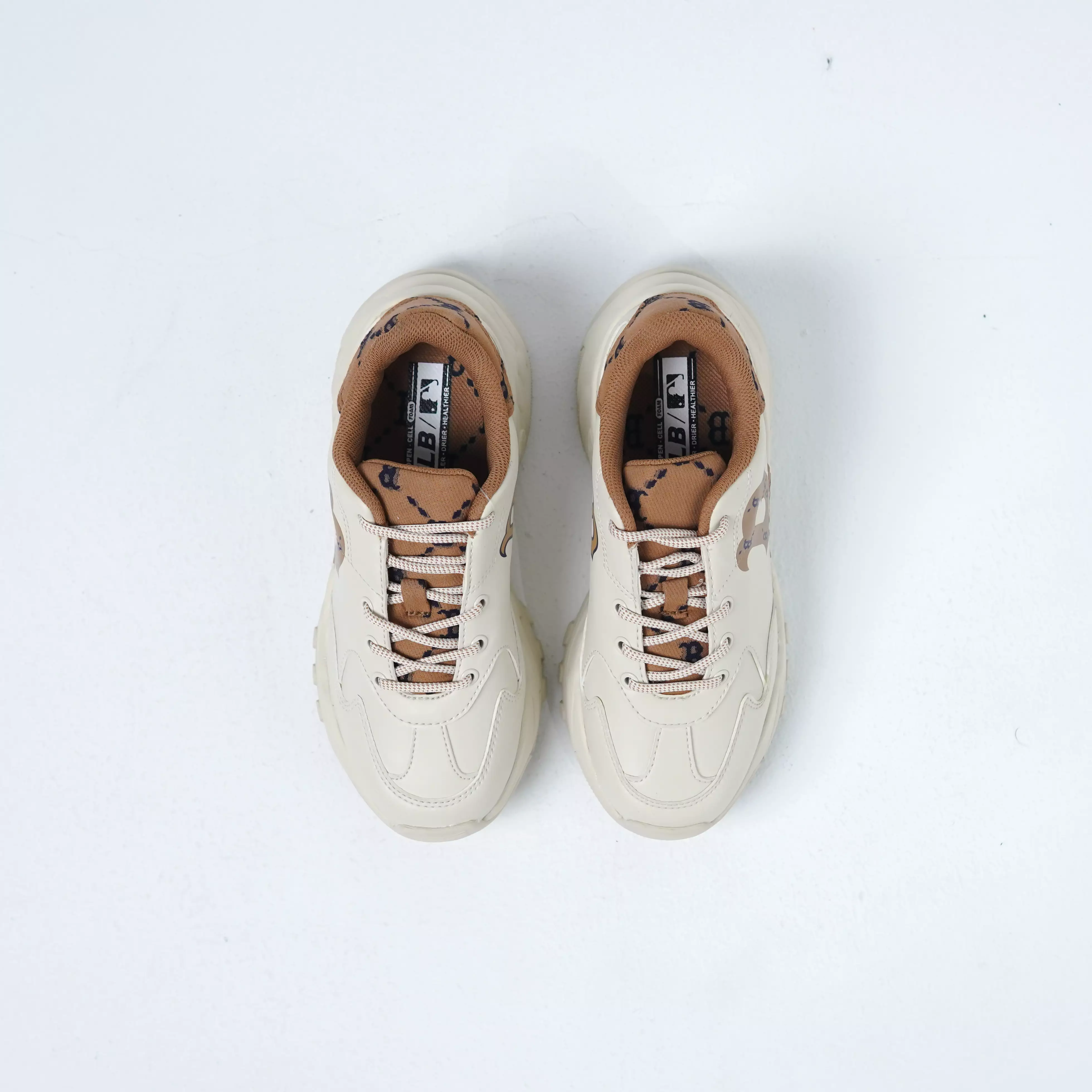 Sepatu MLB B BROWN SIDE BACK MONOGRAM BLACK BEIGE RYTON SNEAKER 100% ORIGINAL