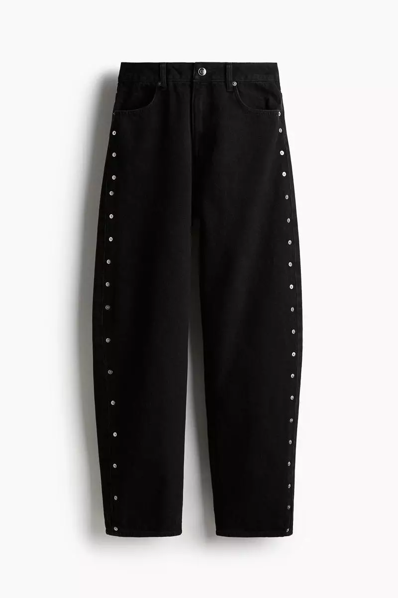 Stud-detail barrel-leg jeans