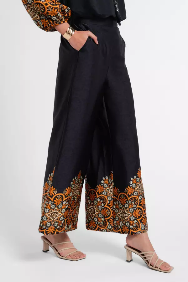 MINIMAL - Ivy - Celana Lurus Motif Etnik - Navy Dark