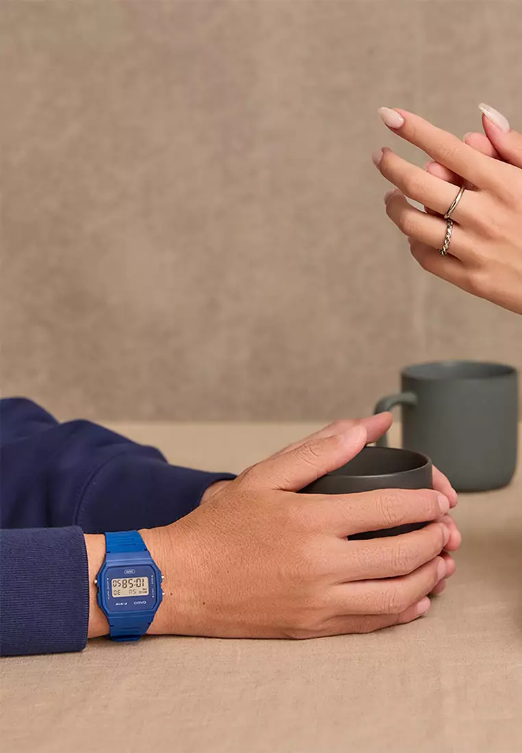 Casio Jam Tangan Digital Unisex - Blue Resin Strap - F-91WB-2A1