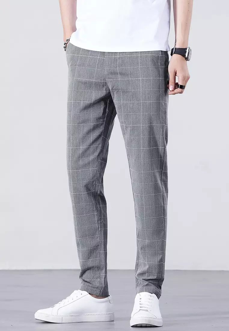 Checked Slim Fit Suit Pants