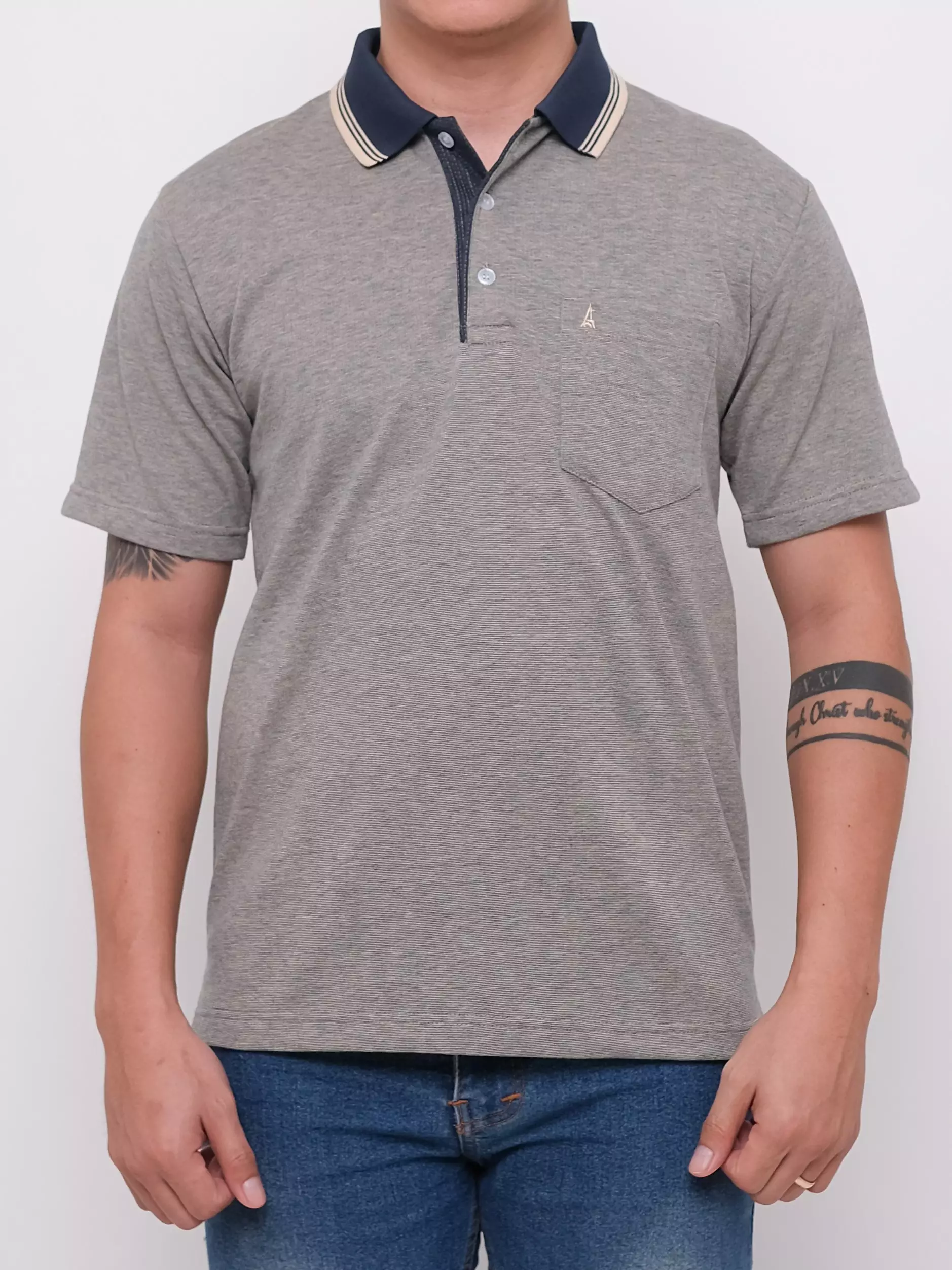 Andre Michel Polo Shirt Lengan Pendek Krem Hitam 3446