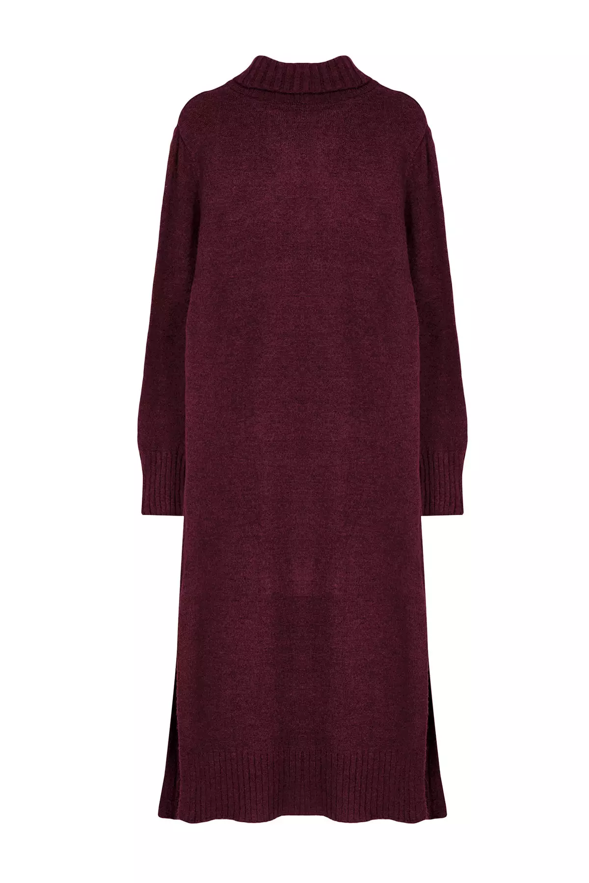 Burgundy Midi Wide Fit Soft Texture Knitwear Dress