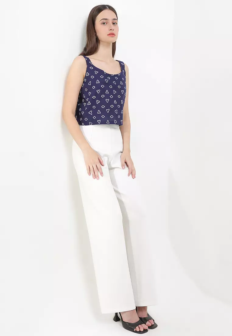 Sleeveless Inner Top Atasan Wanita Basic Jumputan Navy