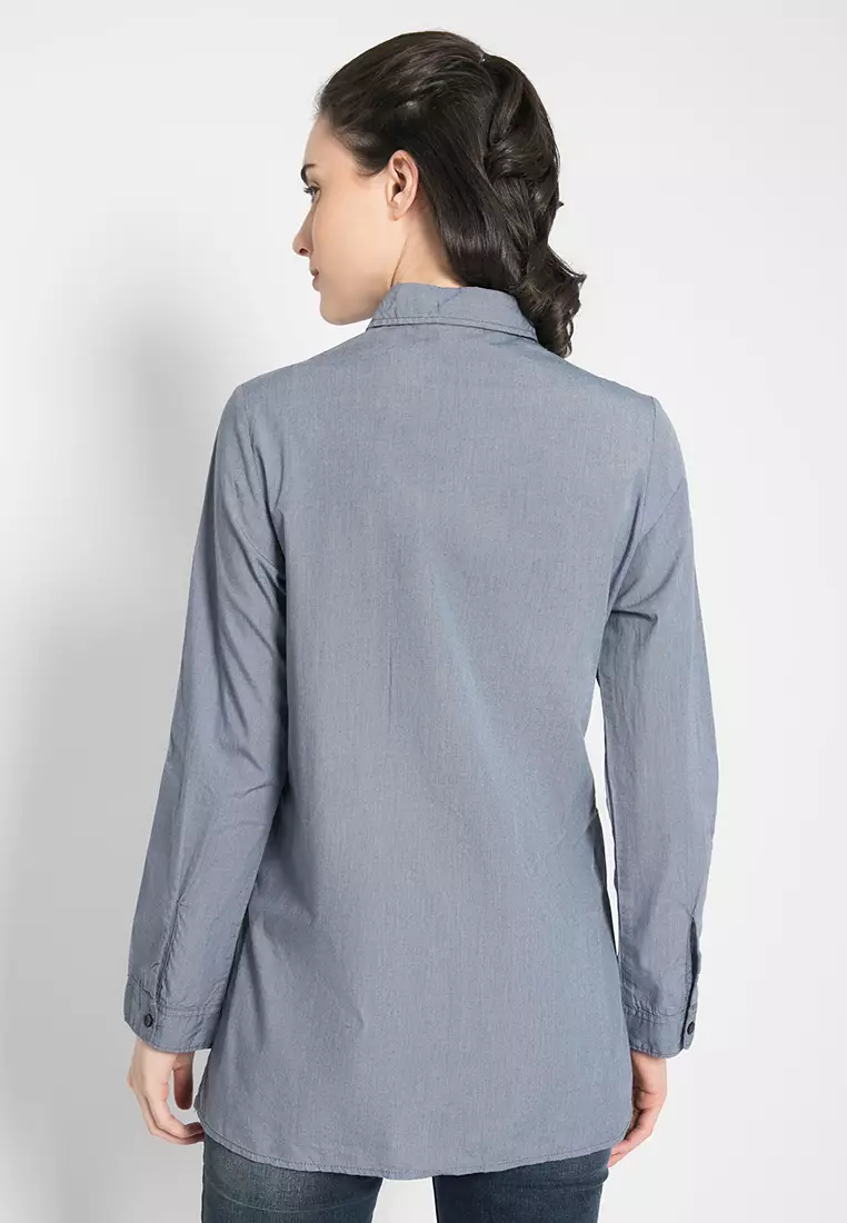 LGS Kemeja Wanita Bordir Bunga Warna Abu LSH.381.O1440L.625.C