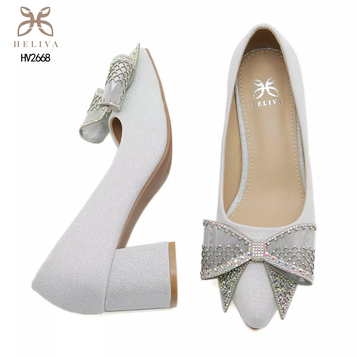 Heliva Christy High Heels Chunky Ribbon Rainbow Rhinestones sol 5.5cm HV2668