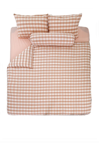 Milliot & Co. pink Jrim Gingham SS 3-pc Fitted Sheet Set 81A25HL3A9DC57GS_1