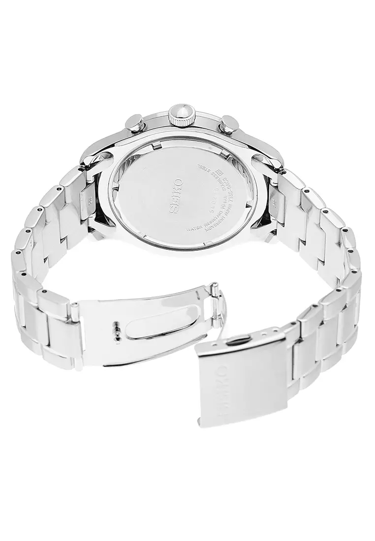 Seiko Chronograph Perpetual Neo Classic Alarm - Jam Tangan Pria - Silver - Stainless Steel Bracelet - SPC123P1