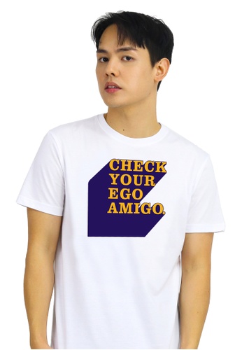 POP Shop white Men's "Check Your Ego Amigo" Graphic T-shirt D4A8FAAD1446B8GS_1