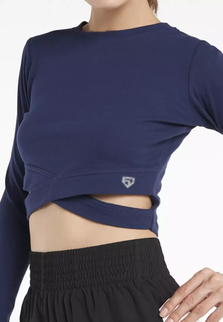 FITWEAR - JISOO LS CROSS CROPTOP - MIDNIGHT BLUE