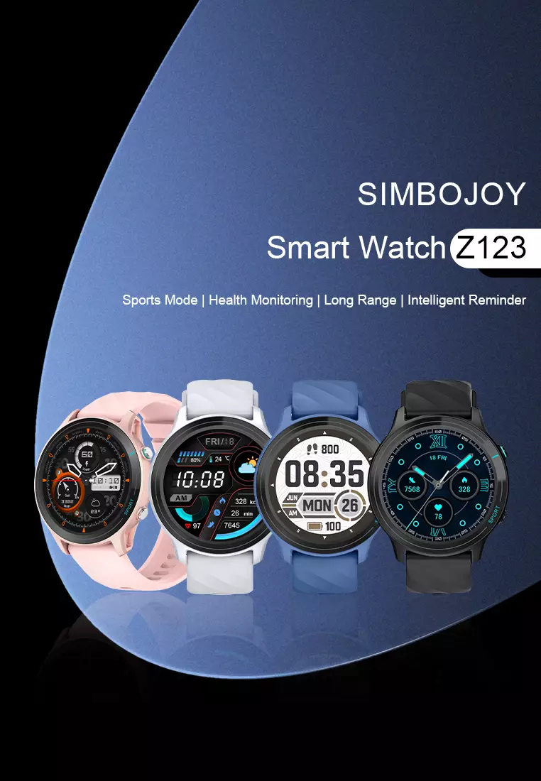 SmartWatch Z123 Bluetooth Call Jam Pintar 24H Temperature Monitoring Sport Fitness Touch Screen AI Voice Assistant blue