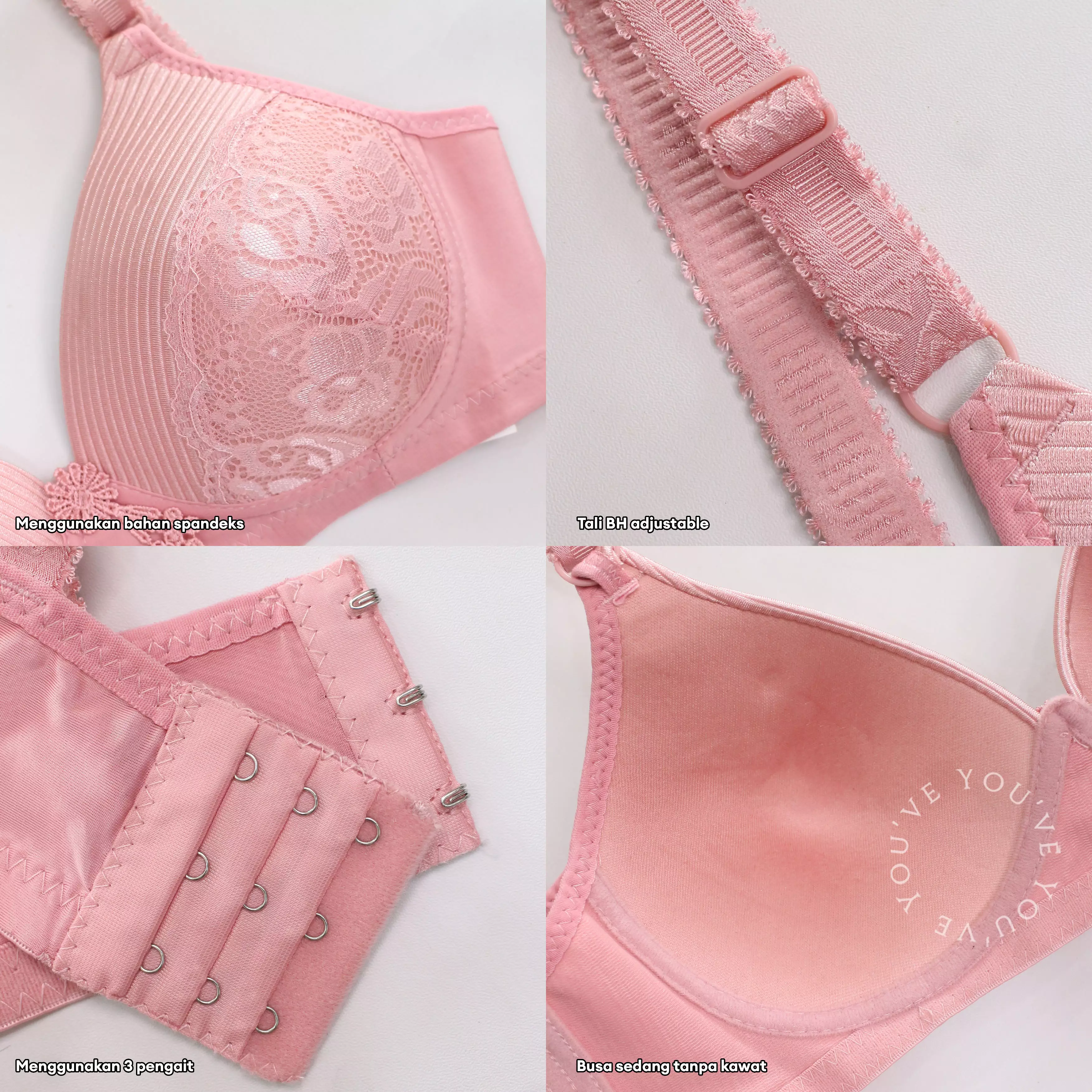 YOUHAVE PAKET HEMAT BELI 2PCS GRATIS 1PCS BH BRA WANITA BH TANPA KAWAT BUSA SEDANG MOTIF BUNGA BROKAT WOMEN WOMAN BRA BEHA BE HA 100201