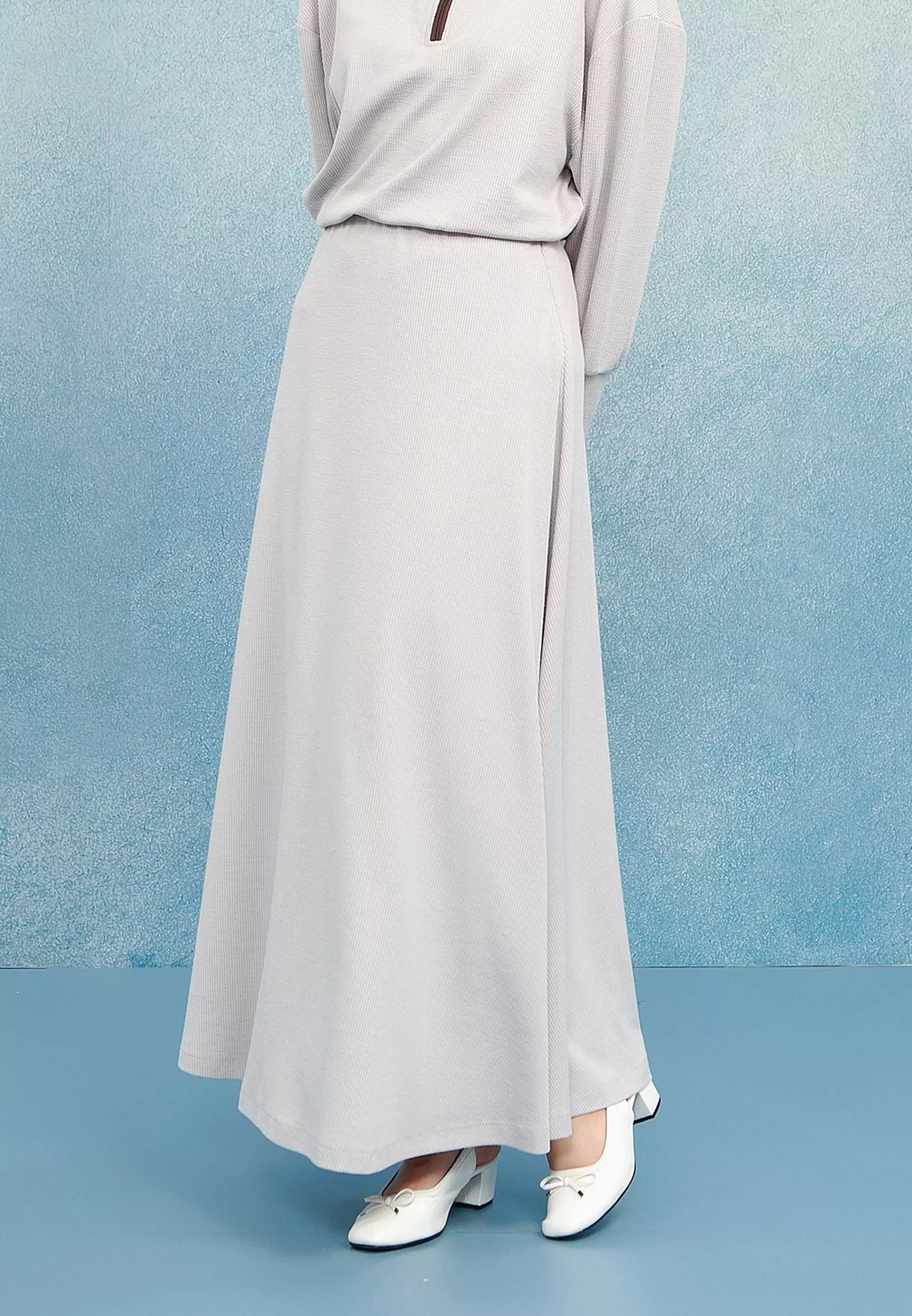 HijabChic Ava Ash Rose Skirt - Rok Knit A-Line Karet Pinggang