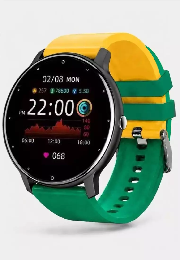 BRAZIL Unisex Smart Watch - Support your favourite country! - Special Edition with 2 Easy to Exchange Silicon Straps (Black / Mixed Brazilian Colors Strap)