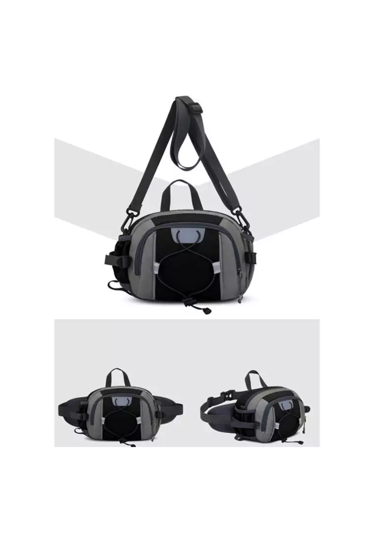 Nylon 1084 Outdoor Waist Bag with Bottle Holder – Black